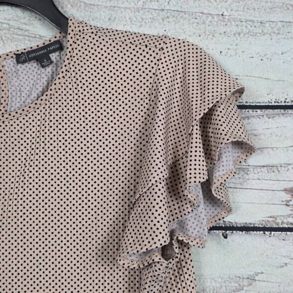 Adrianna Papell Polka Dot Flutter Sleeve Blouse Women’s Small - Picture 6 of 10
